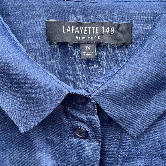 Lafayette 148 New York - 1x Sheer Blue Button Down Shell - Picture 5 of 9